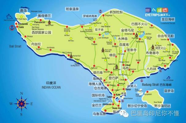 巴厘岛景点地图-巴厘岛景点地图中文版